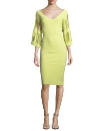 Chiara Boni La Petite Robe Hali V-Neck Cutout-Sleeve Dress at Neiman Marcus